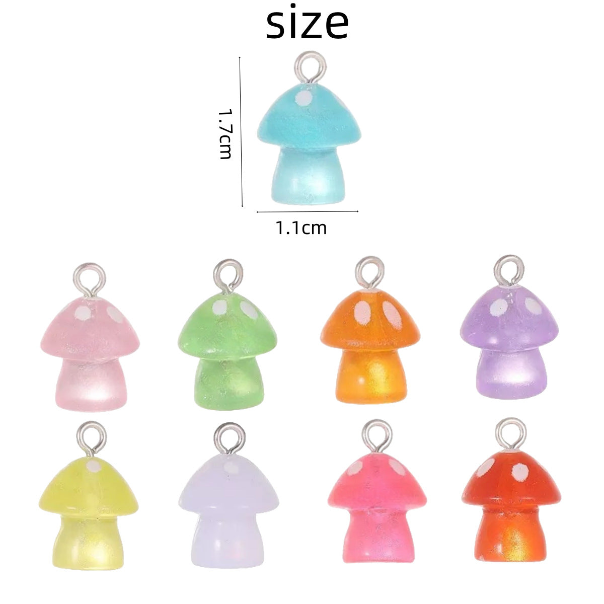 Wholesale 20pcs/ pack Transparent Colorful Luminous Mushroom Pendant — DIY Handmade Accessories for Keychains Earrings and Necklaces