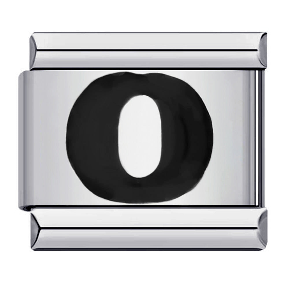 Wholesale Italian Charm Bracelet  Black English Letters DIY Stainless Steel Composable Bracelet