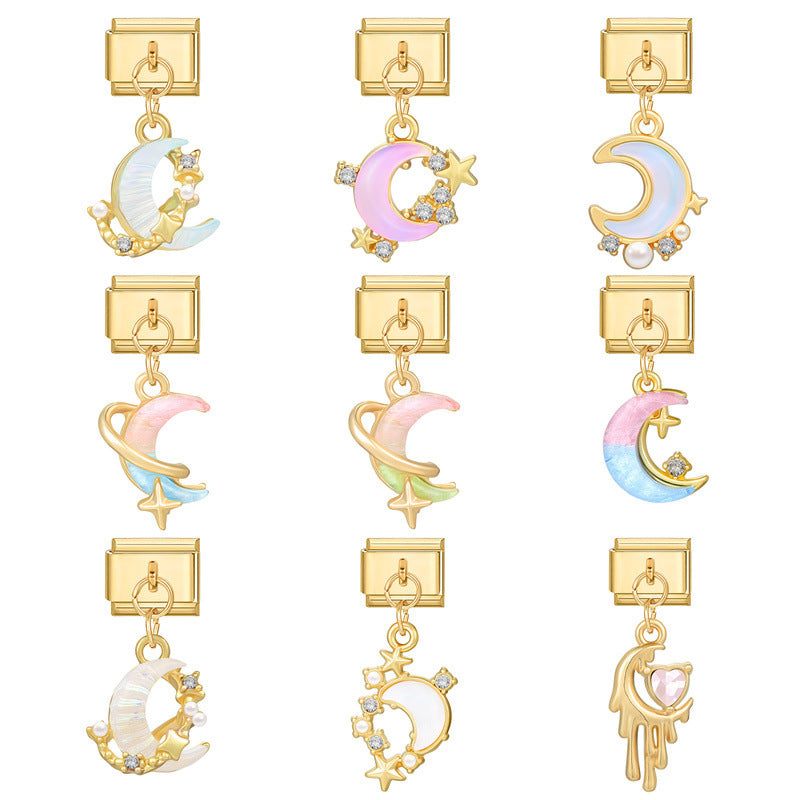 Wholesale Italian Charm Bracelet 9mm DIY Splicing Removable Stainless Steel Gold Base Pendant Composable Bracelet