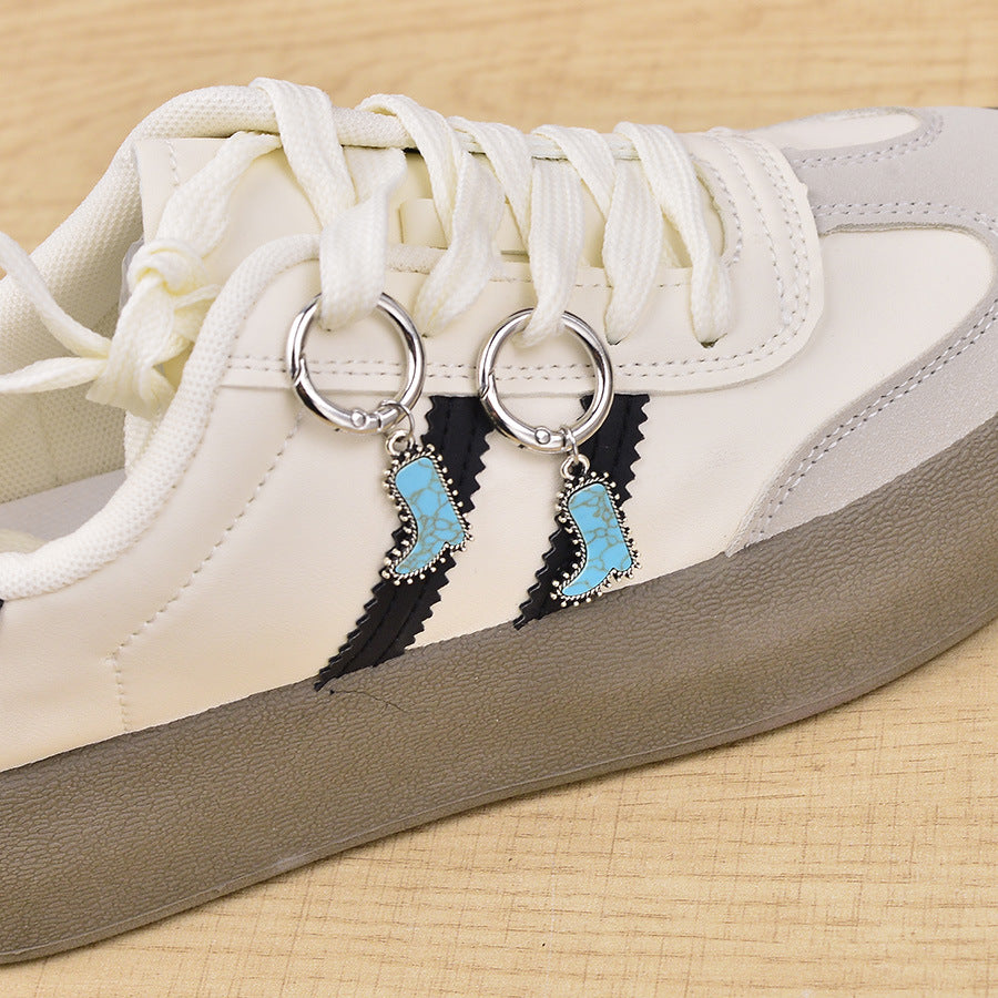 Wholesale Vintage Turquoise Shoe Buckle Bag Charm DIY Accessories Zinc Alloy Butterfly Star Boot Decor Stylish Everyday Use