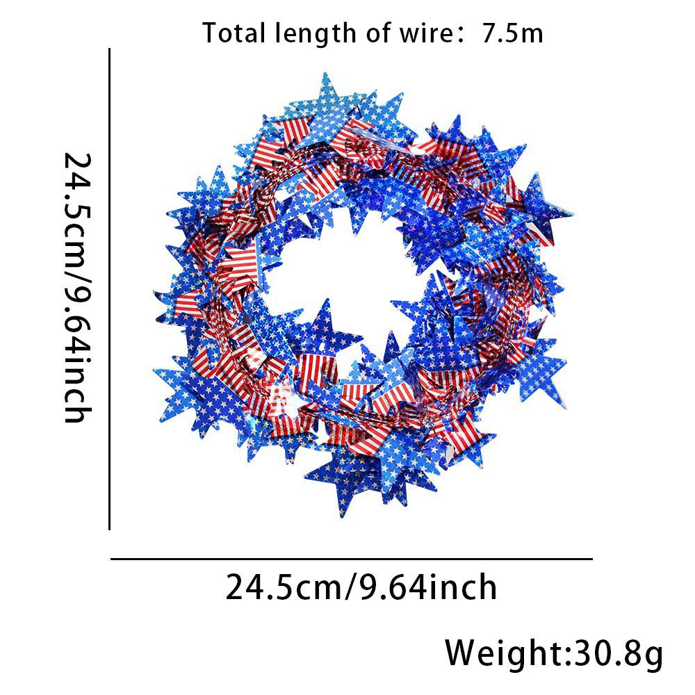 Wholesale Iron wire five-pointed star lace color strips Independence Day metal wire decoration