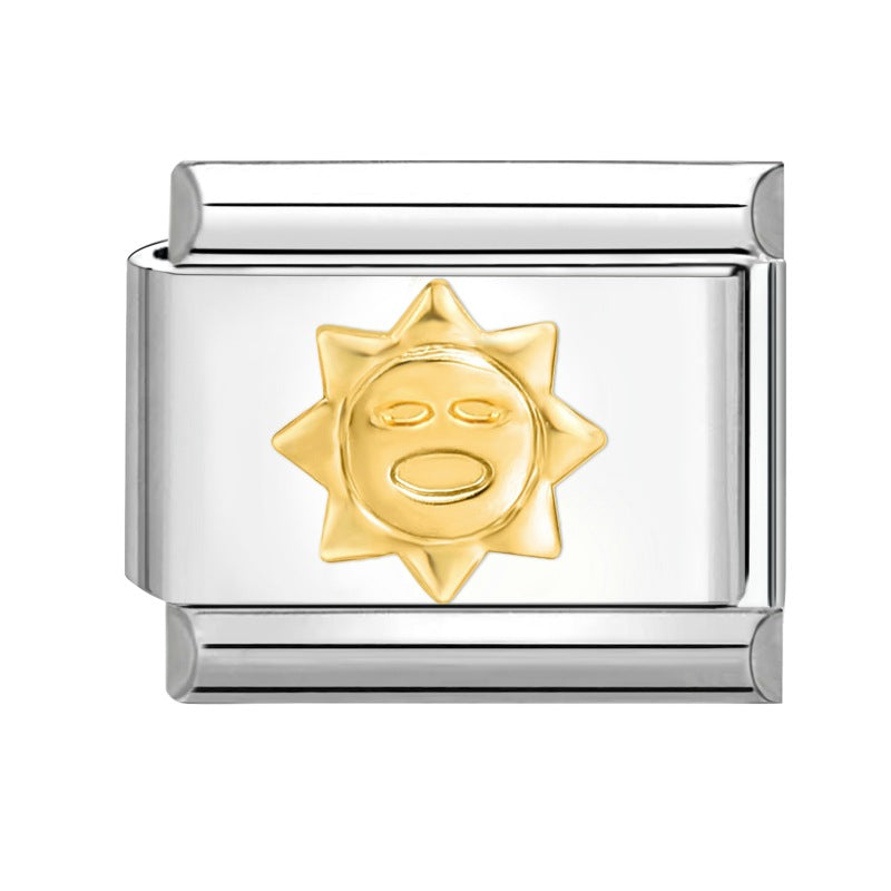 Wholesale Italian modular bracelet 9mm DIY splicing detachable flower series stainless steel combinable bracelet