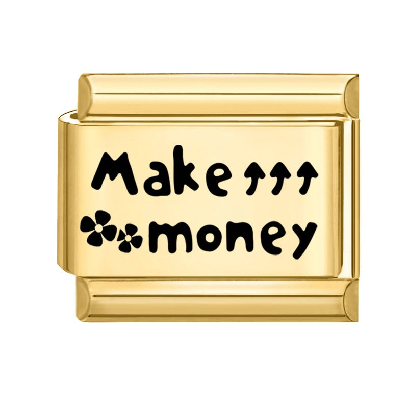 Wholesale Number &  Letter Italian Charms DIY square Single Section Creative Stainless Steel Composable Bracelet