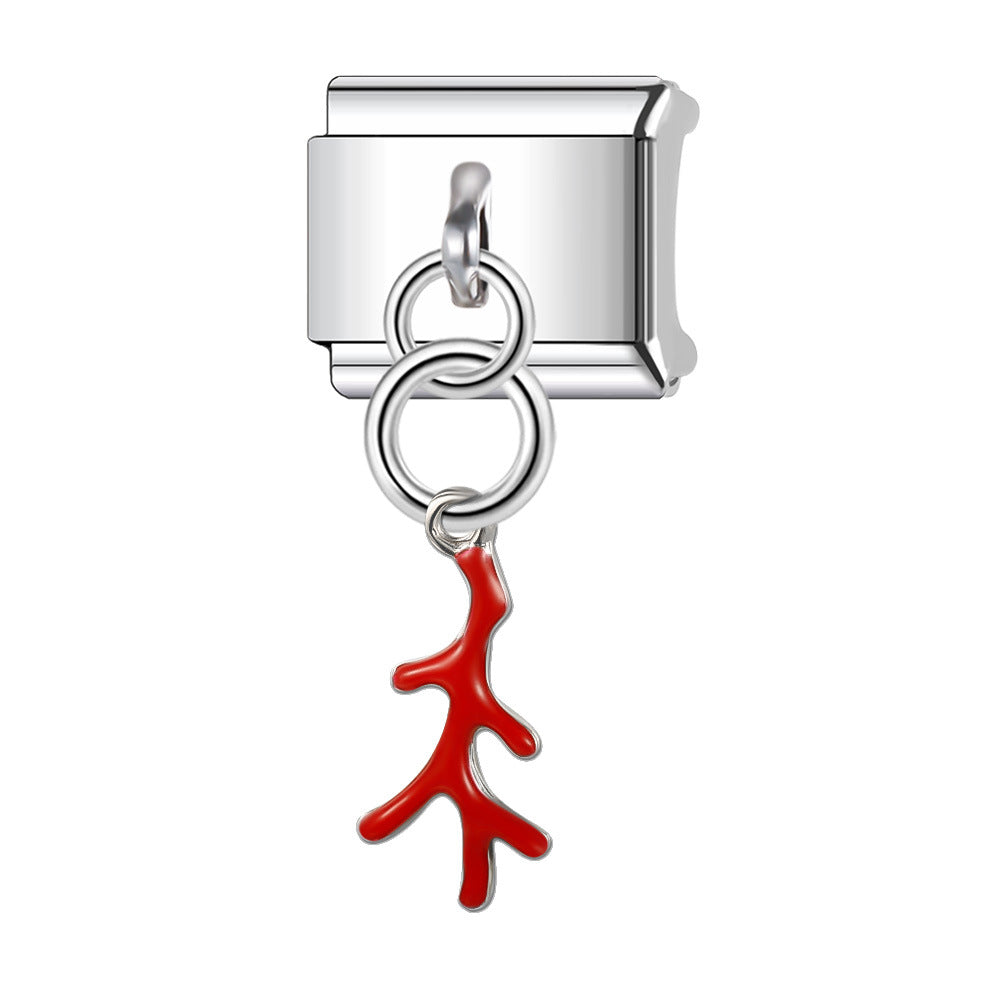 Wholesale Italian Charm Bracelet 9mm DIY Splicing Stainless Steel Heart Pendant Composable Bracelet