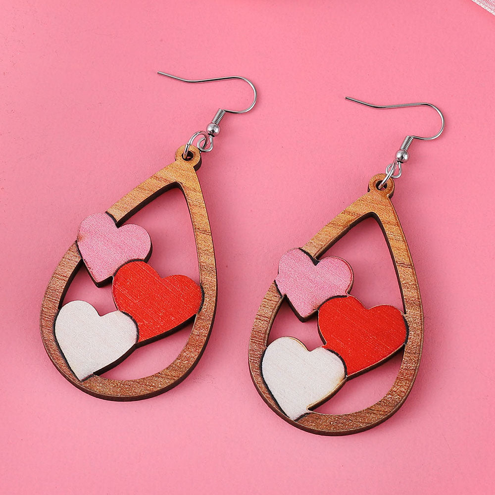 Wholesale  Valentine's Day Plaid Leopard Print Wave Dot Love Earrings