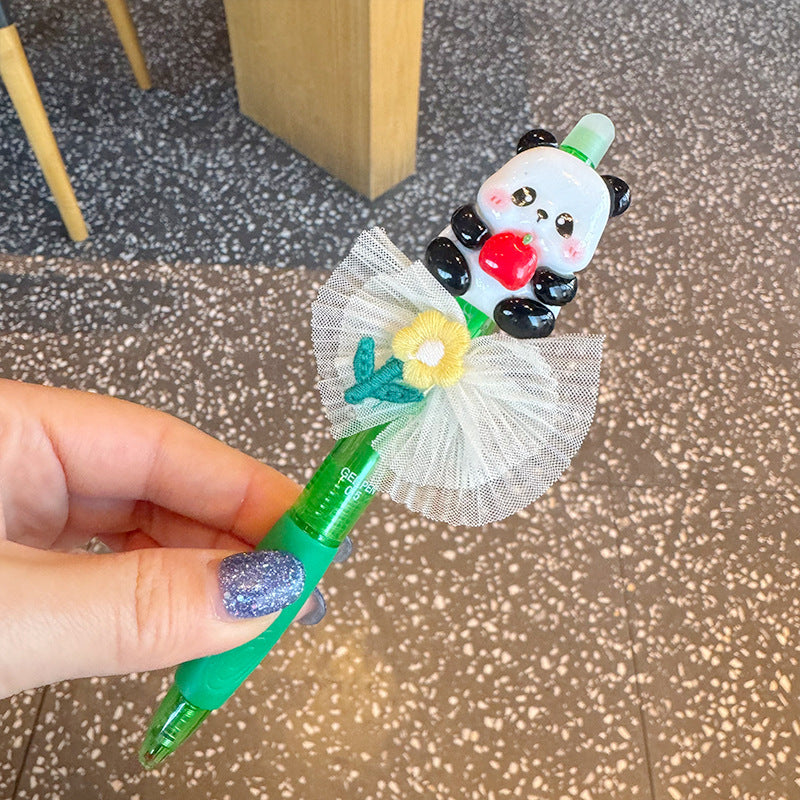 Wholesale  Creative Cute Panda Silk Bow Ballpoint Pen
