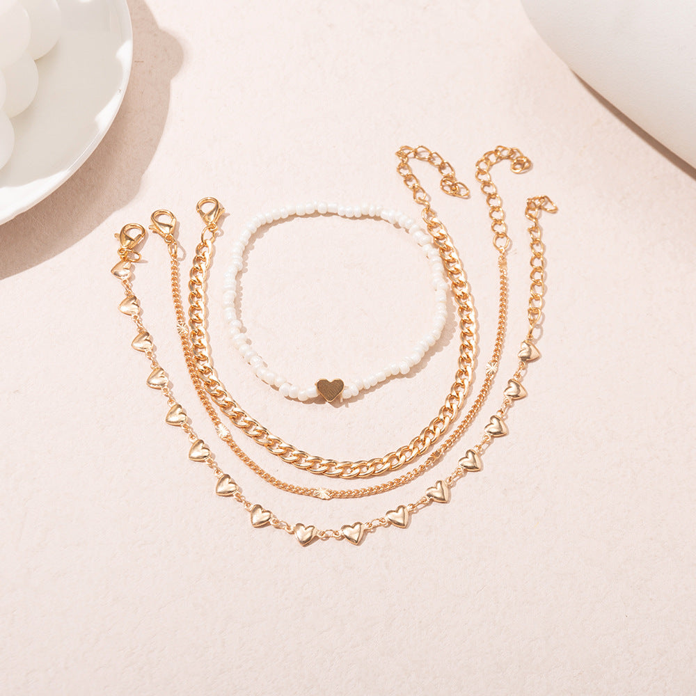 Wholesale Casual Travel Women's Metal Foot Bracelet Star Drop Oil Small Flower  Anklets