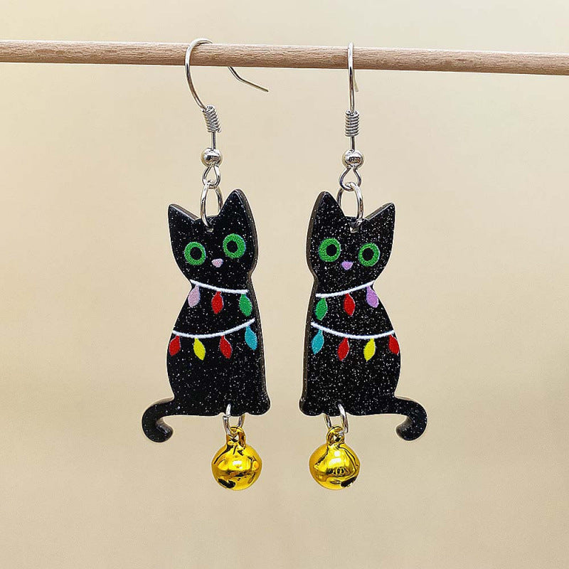 Wholesale Christmas  Santa bell acrylic earrings