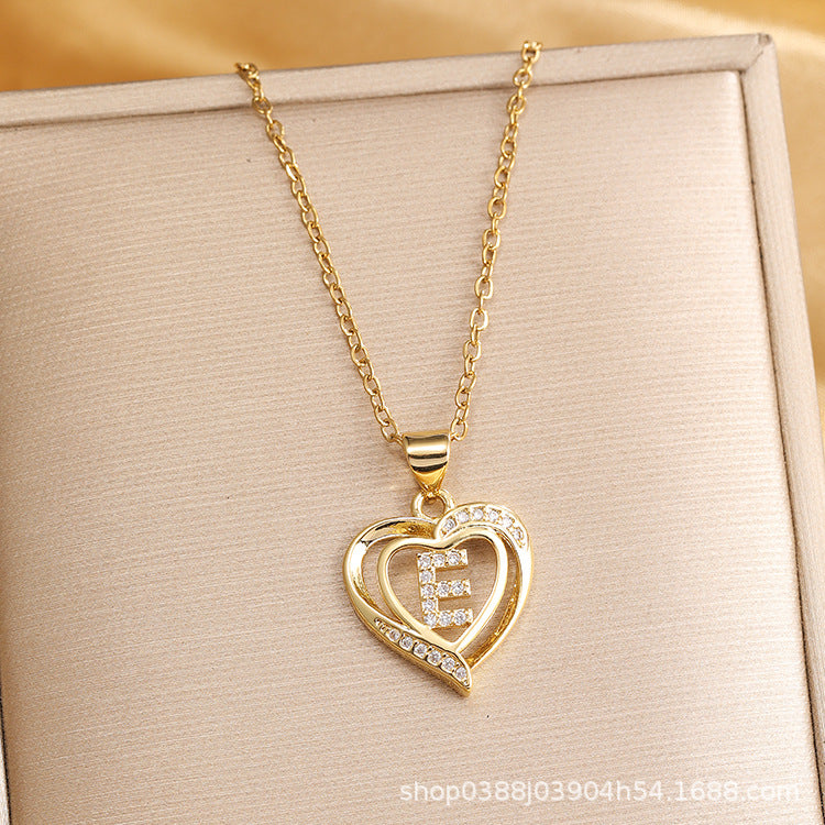 Wholesale Titanium Steel Plated 18K Gold English Letter Pendant Necklace