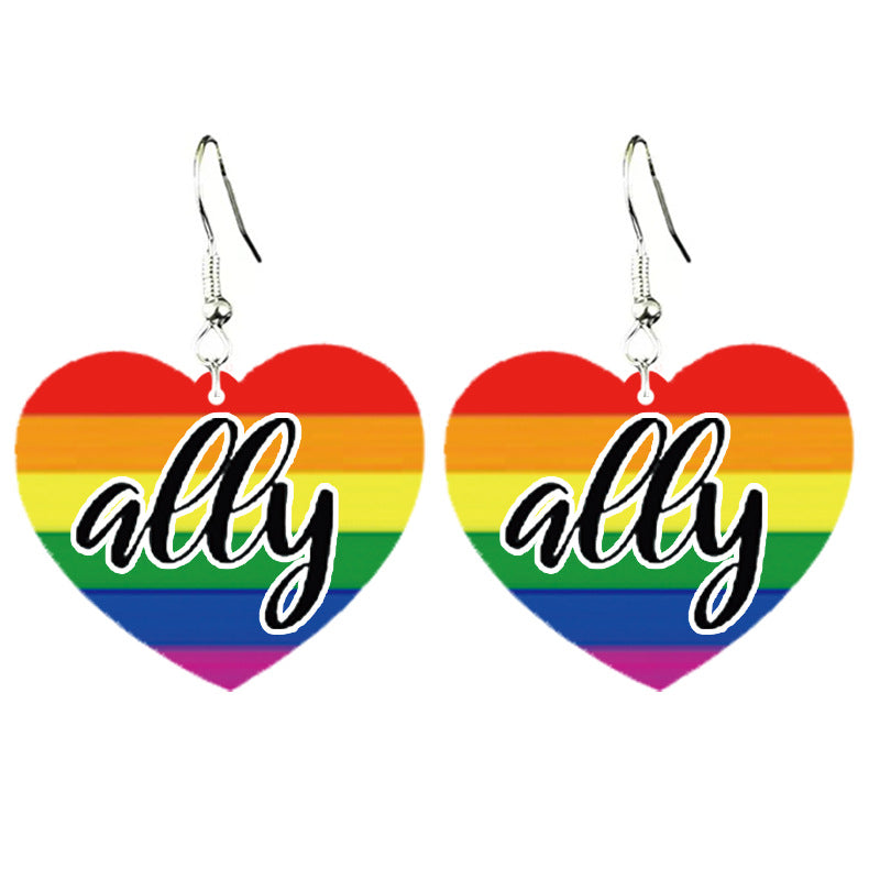 Wholesale Rainbow Love Earrings