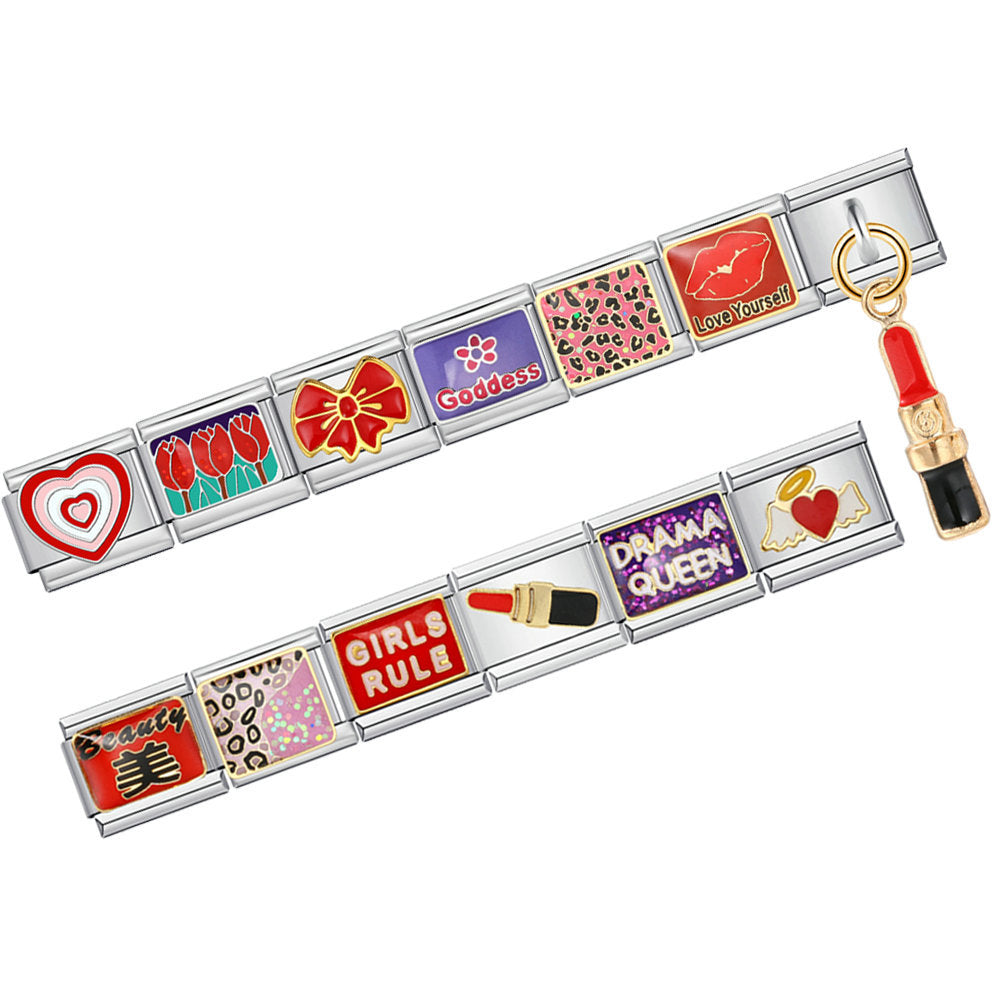 Wholesale Stainless Steel Electroplated Heart Bowknot DIY Bracelet Fashion Accessory For Women Boutique Resale