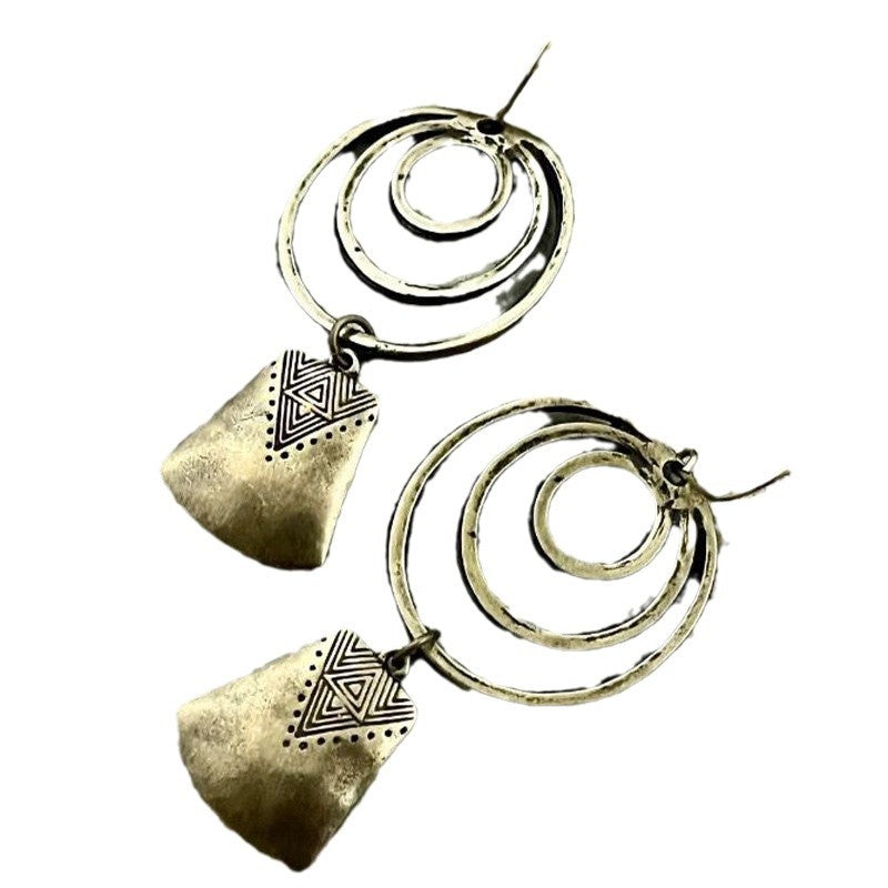 Wholesale Retro Hollow Multi-layer Ring Geometric Earrings