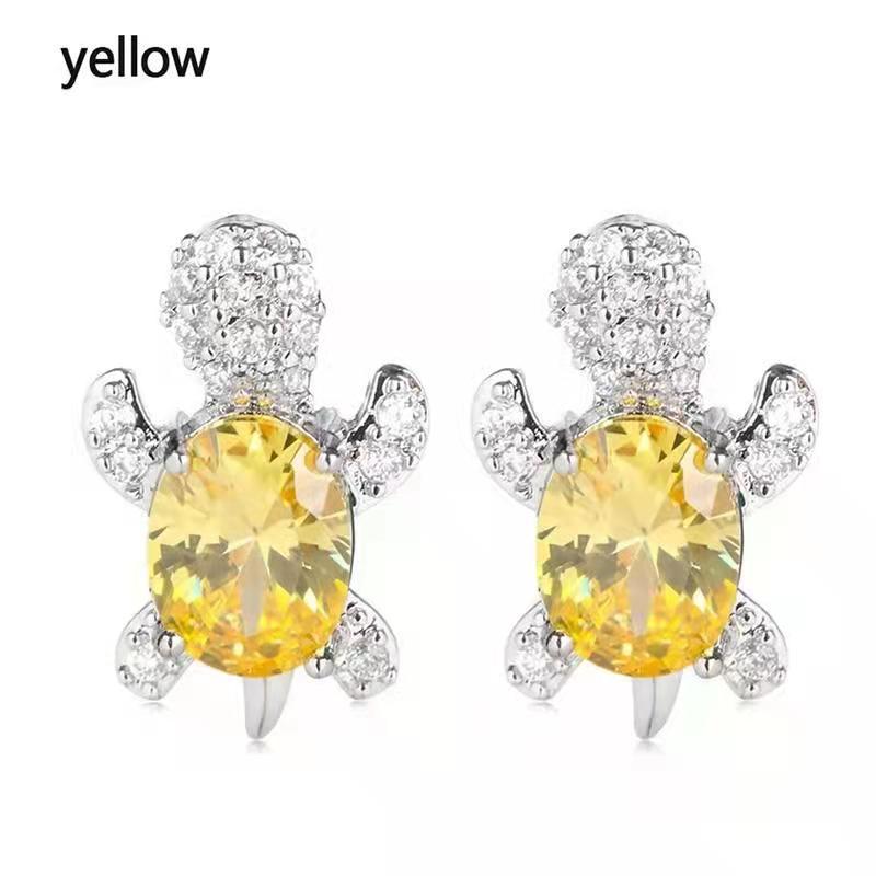 Wholesale Cartoon Colored Diamond Gemstone Turtle Alloy Earrings ACC-ES-JYS001