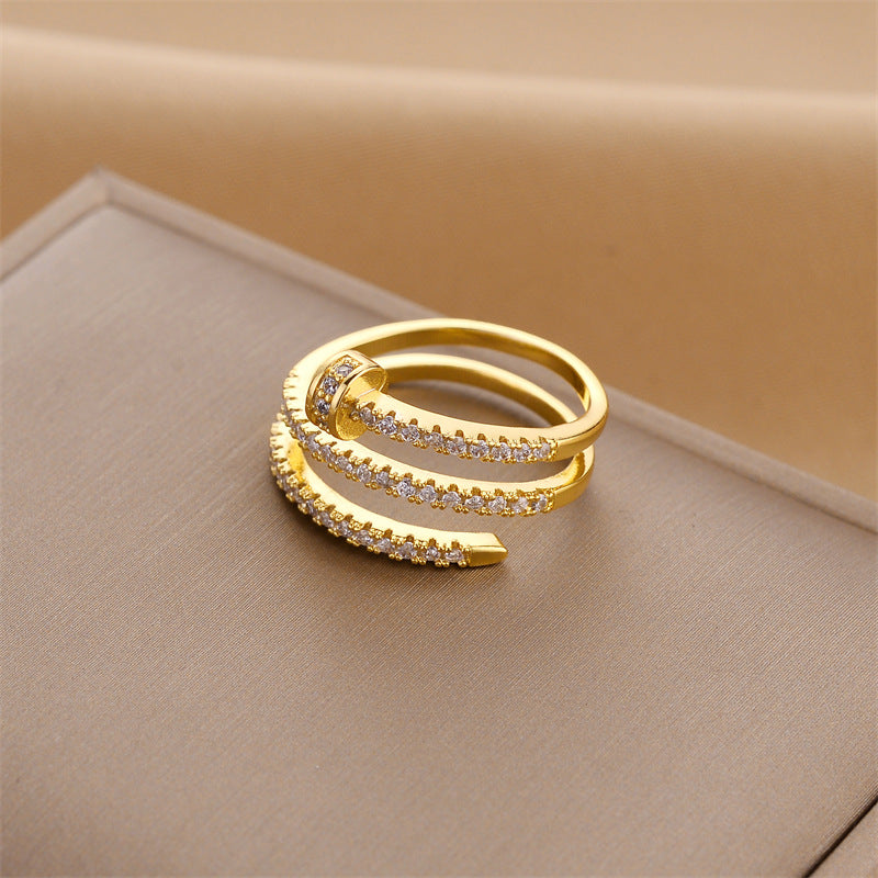 Wholesale Micro-Inlaid Zirconia Hollow Open Ring