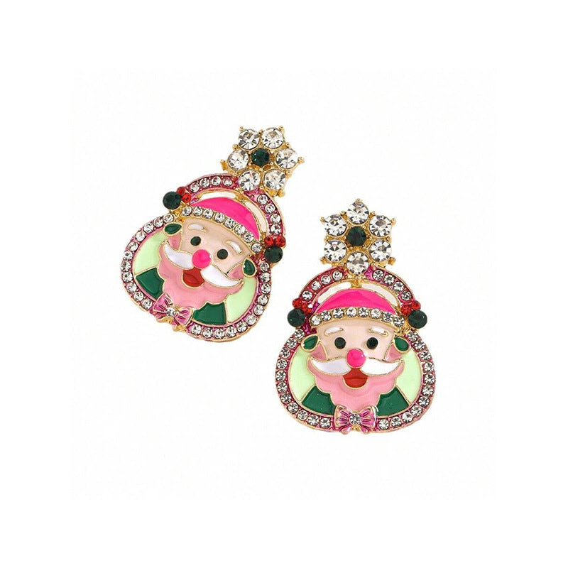 Wholesale Cartoon cute dripping oil encrusted Santa Claus Christmas earrings