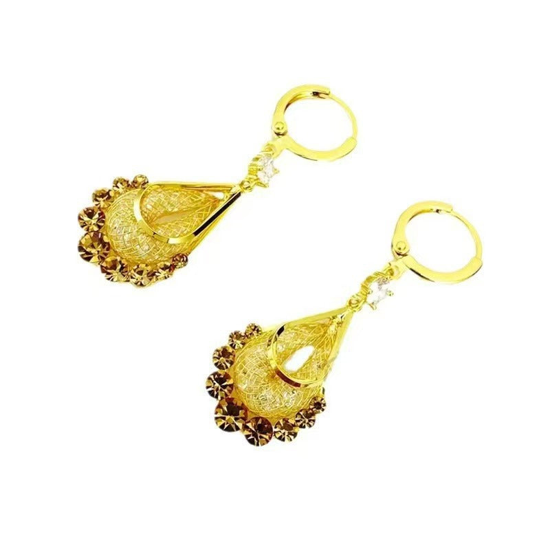 Wholesale Gold Mesh Water Drop Earrings Chic Fashion Accessory for Women Boutique Resale Gift