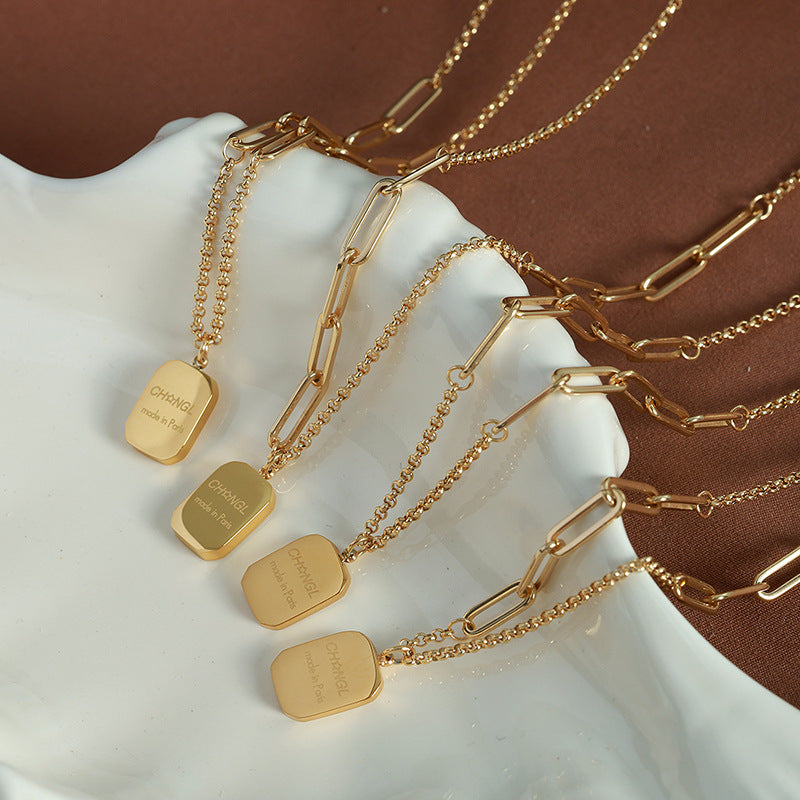 Wholesale Light luxury high-grade square letter pendant sweater chain