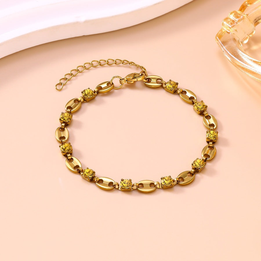 Wholesale Light Luxury Rhinestone Bracelet Stainless Steel Jewelry Accessory for Women
