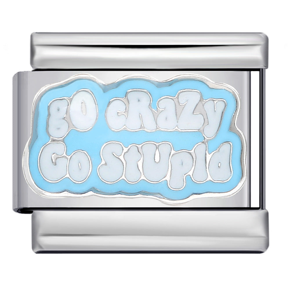 Wholesale  Italian Charm Bracelet 9mm DIY dripping Creative Stainless Steel Composable Bracelet