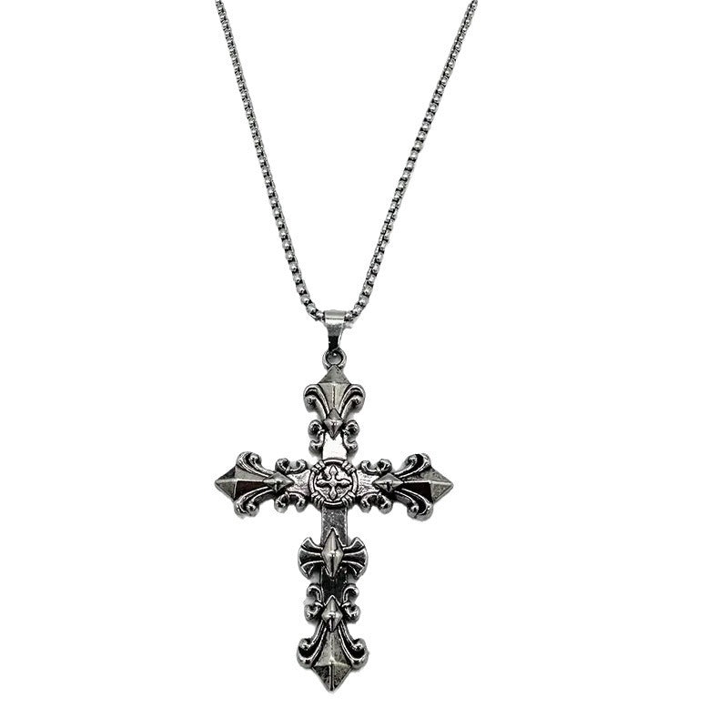Wholesale Retro European Cross Pendant Necklace For Men Titanium Steel Fashion Jewelry Accessory Chic Everyday Gift