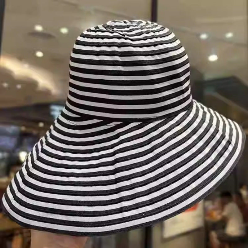 Wholesale  Summer Striped Fisherman Hat Bucket Hat