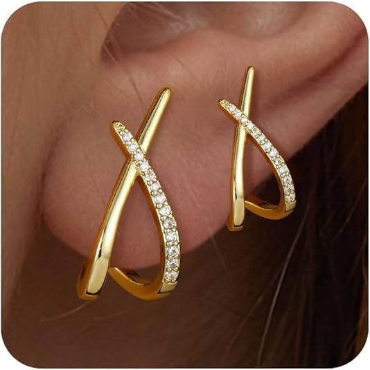 Wholesale Cross Zircon Earrings Gold Plated Sparkle Fashion Jewelry for Gift Boutique Resale