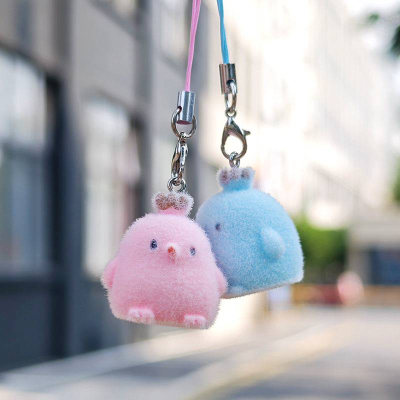 Wholesale Flocked Chick Crown Chicken Key Chain