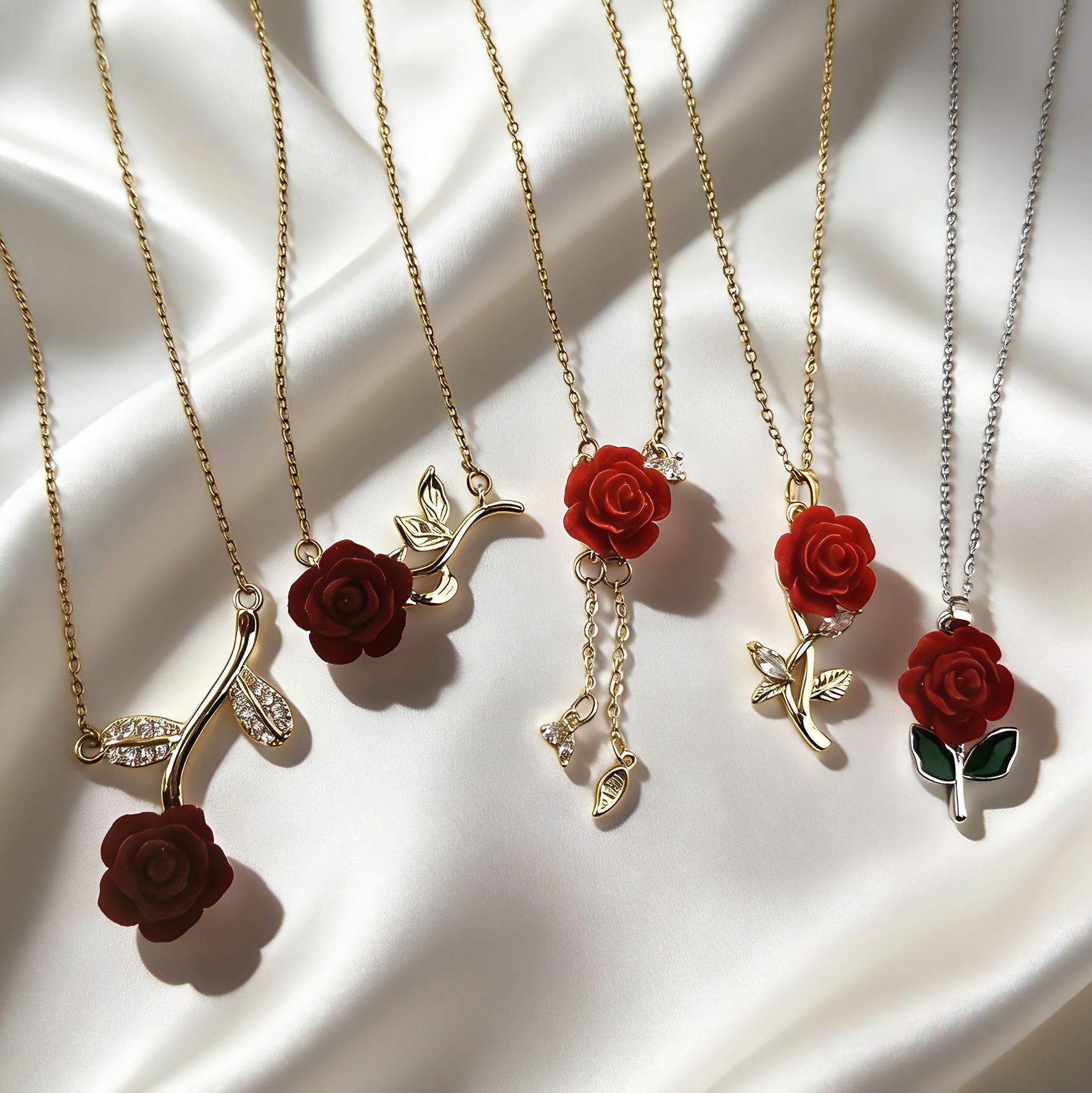 Wholesale Romantic Red Micro-set Choker Necklace,  Titanium Steel Gold Plated,  Fashion Jewelry Accessory for Resale