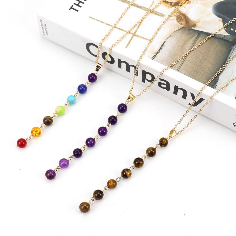 Wholesale  handmade natural stone multicolor agate colorful beads necklace
