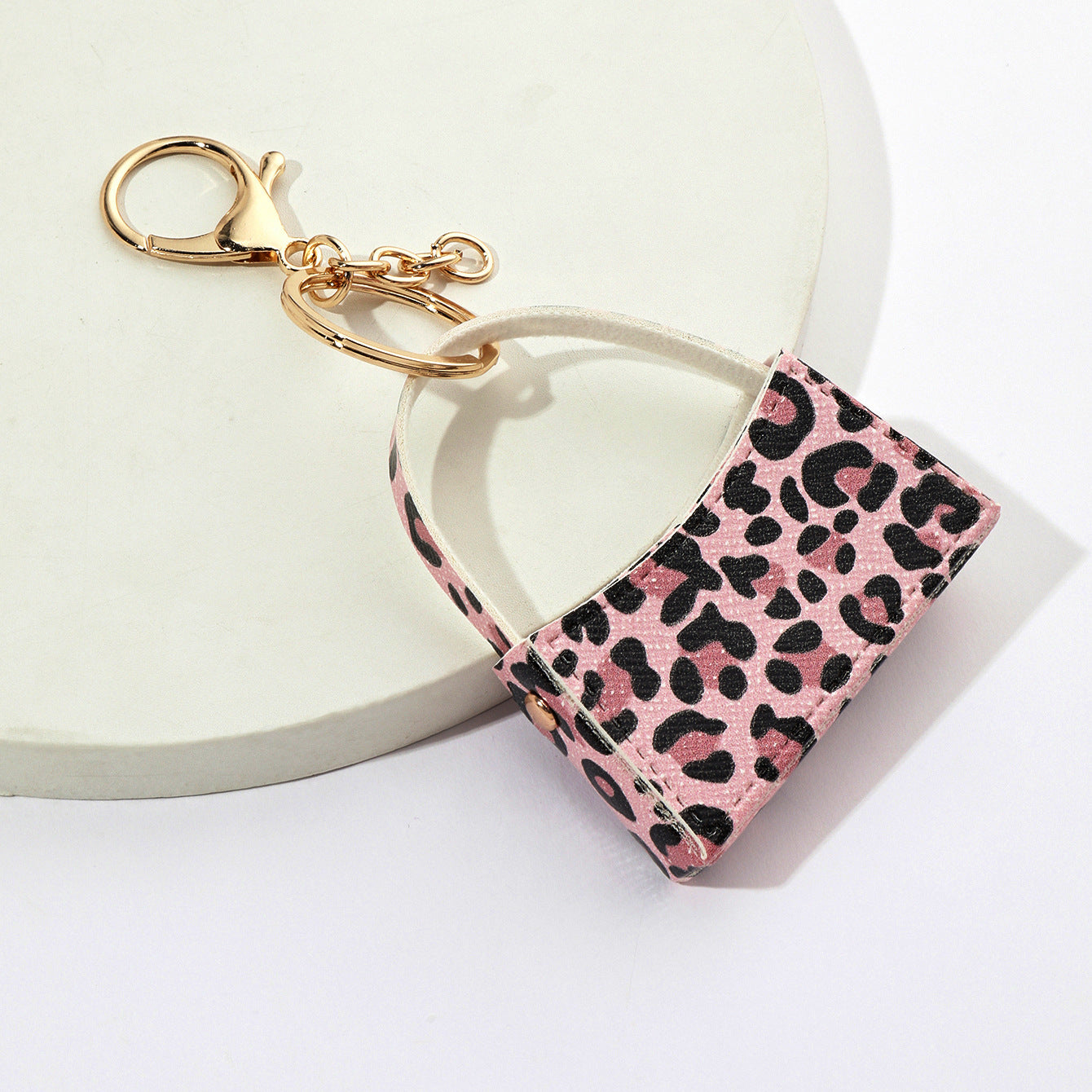 Wholesale Leopard Print Small Curved Bag PU Leather Coin Purse Keychain Pendants ACC-KC-XTZ010