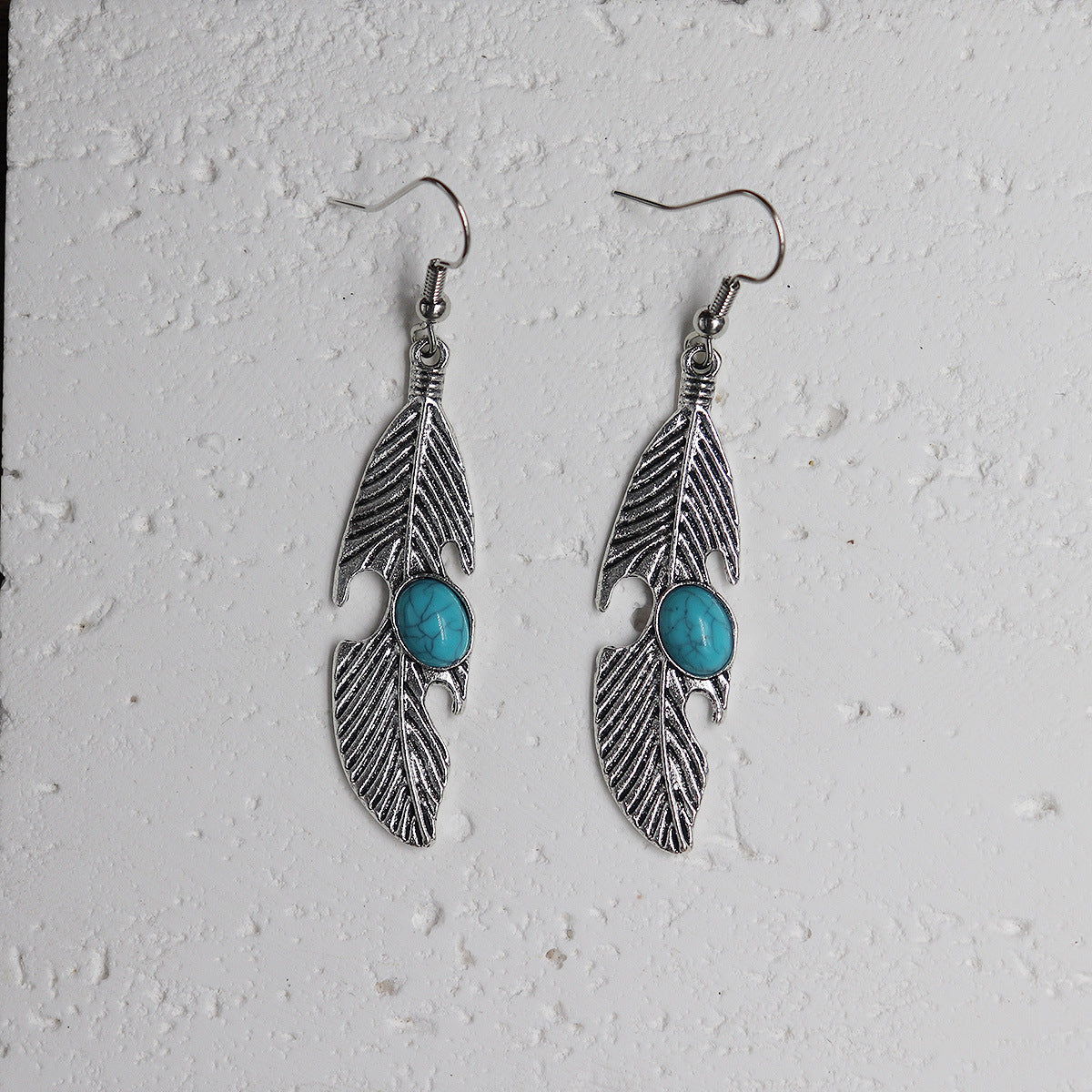 Wholesale Ethnic Style Alloy Drop Earrings with Imitation Turquoise – Trendy Beach Jewelry Accessory