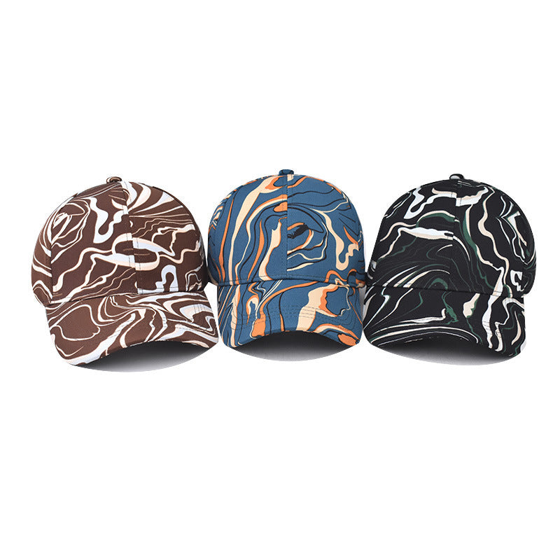Wholesale Chic Chinese Style Tie Dye Plaid Baseball Cap Breathable Curved Brim Hat For Men And Women