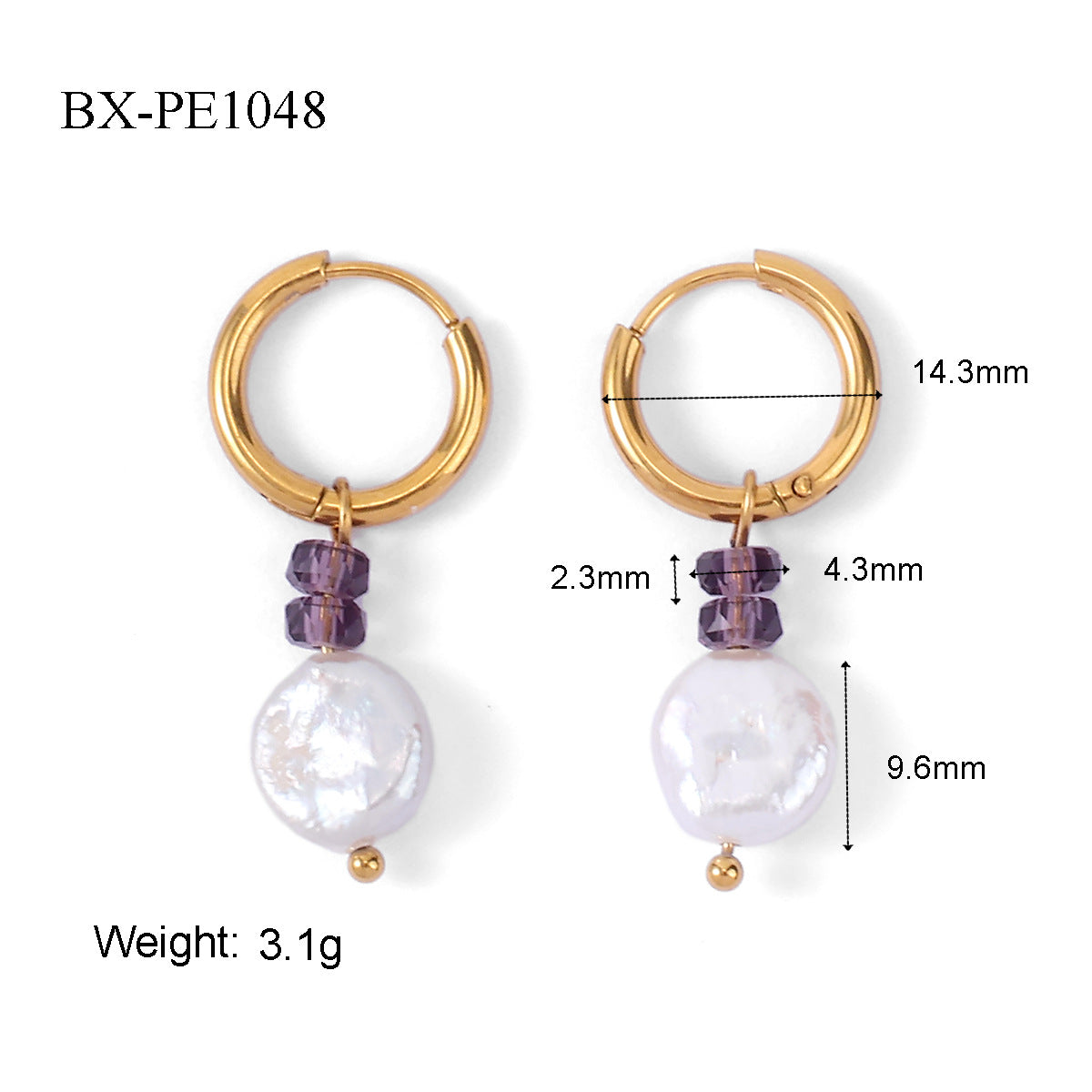 Wholesale Light Luxury Freshwater Pearl Hoop Tassel Earrings Titanium Steel Fashion Accessory