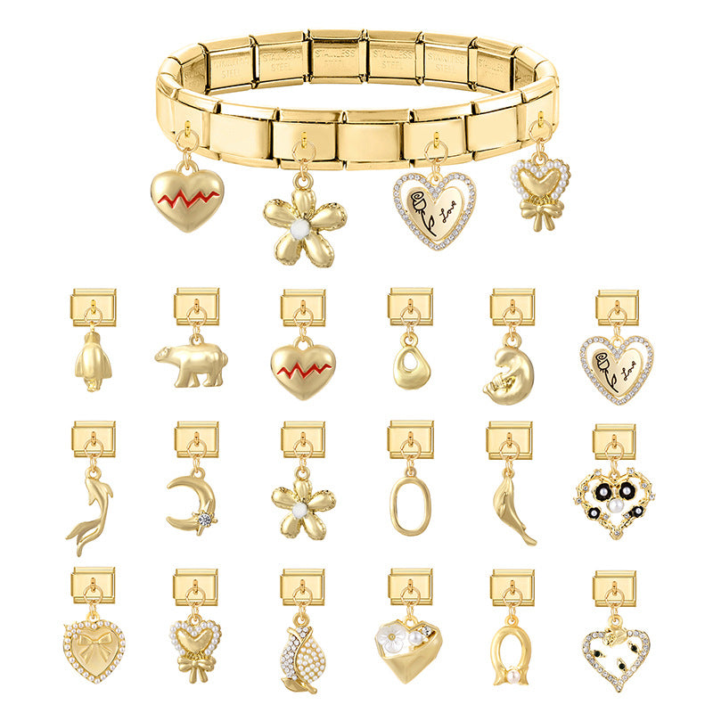 Wholesale  Italian Charm Bracelet 9mm DIY Creative Retro Stainless Steel Composable Bracelet