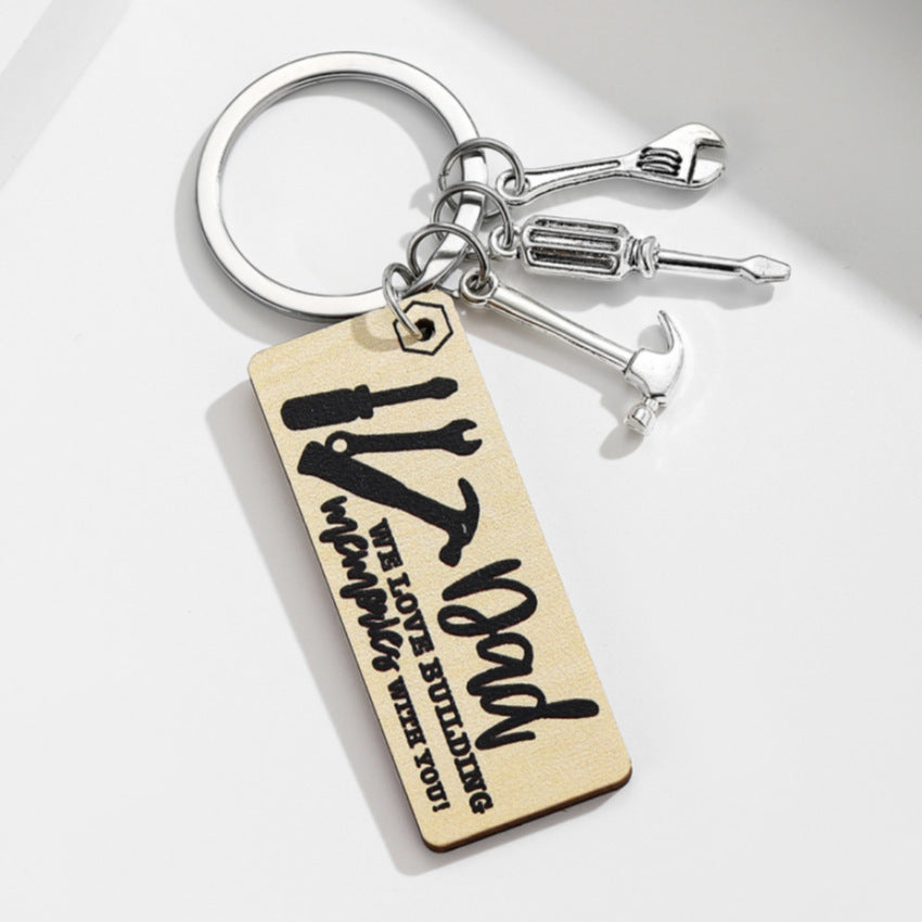 Wholesale Father's Day wooden English letter keychain