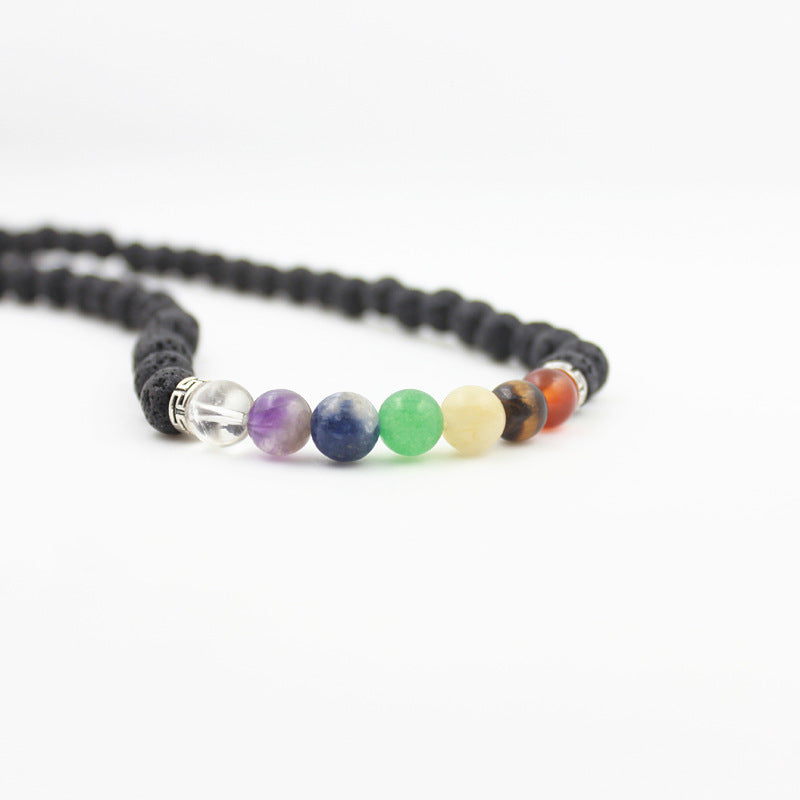 Wholesale 8mm colorful natural stone  volcanic stone beads colorful chain
