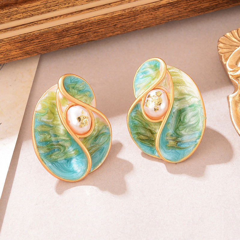 Wholesale Baroque Natural Pearl 925 Silver High-End  Earrings