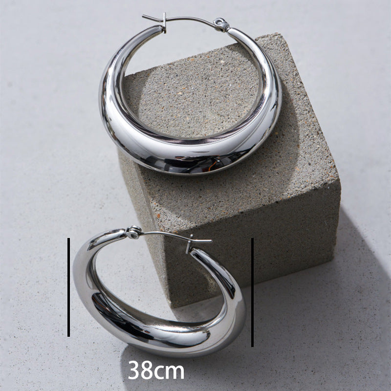 Wholesale 18K Gold Plated Earrings Titanium Steel Earrings Hollow Earrings ACC-ES-Qinzhe001