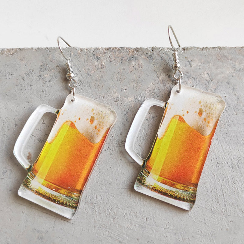 Wholesale 2 Pairs/pack Transparent Beer Red Wine Acrylic Earrings ACC-ES-HY084