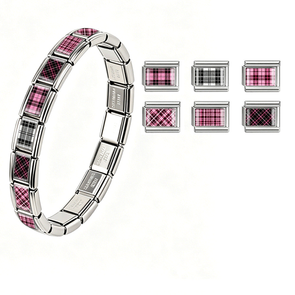 Wholesale Trendy Italian Modular Stainless Steel Bracelet Unisex Jewelry Accessory