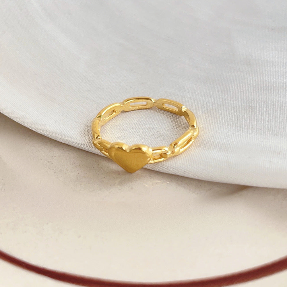 Wholesale Titanium steel openwork heart ring