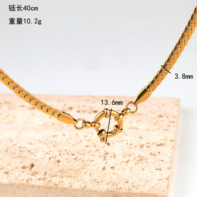 Wholesale Spring Clasp Stainless Steel Electroplated 18K Gold O Necklaces ACC-NE-GuDi012