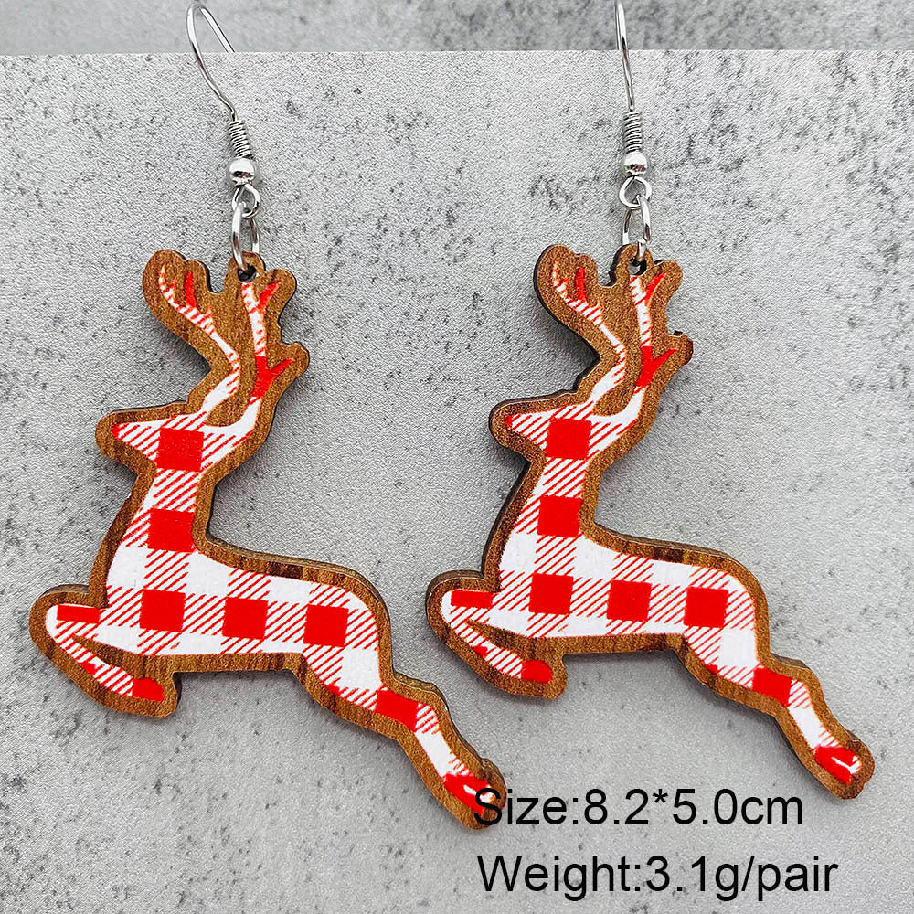 Wholesale Christmas Santa Claus Christmas Stocking Elk Wood Earrings ACC-ES-ChenY055