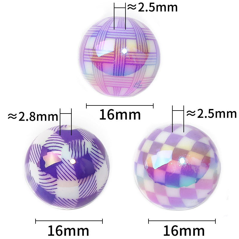 Wholesale 100pcs Colorful Houndstooth Acrylic Round Beads DIY Bead Accessories ACC-BDS-BLG080
