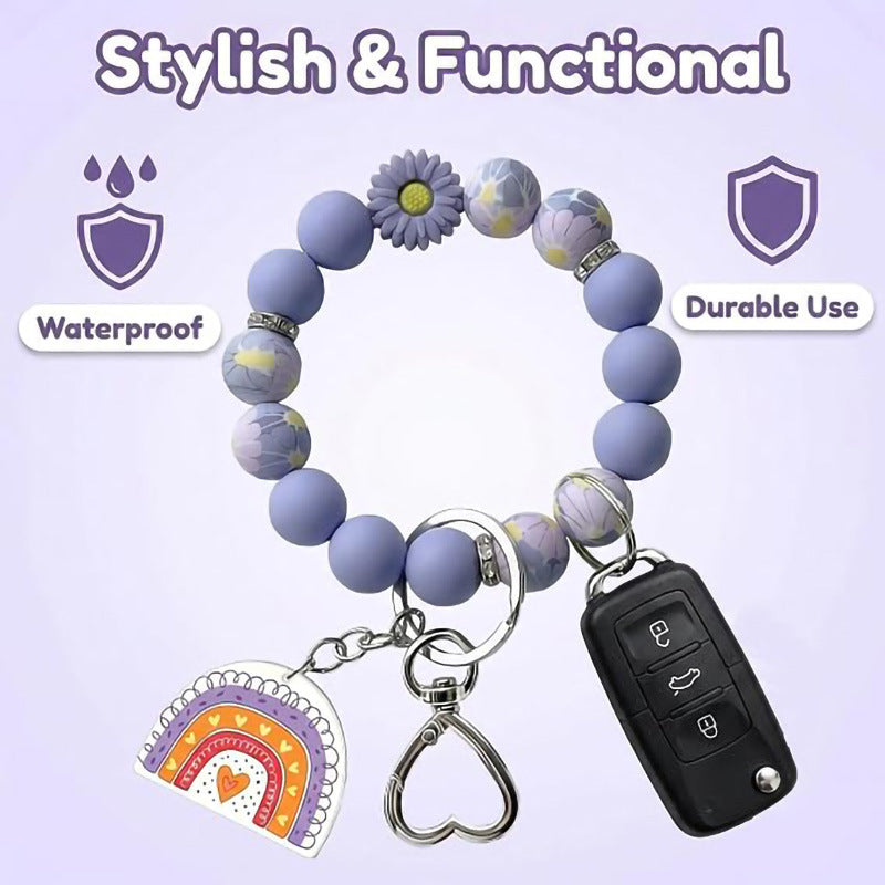 Wholesale Silicone Heart MAMA Mother S Day Bracelet Keychain DIY Bead Charm Fashion Accessory Gift