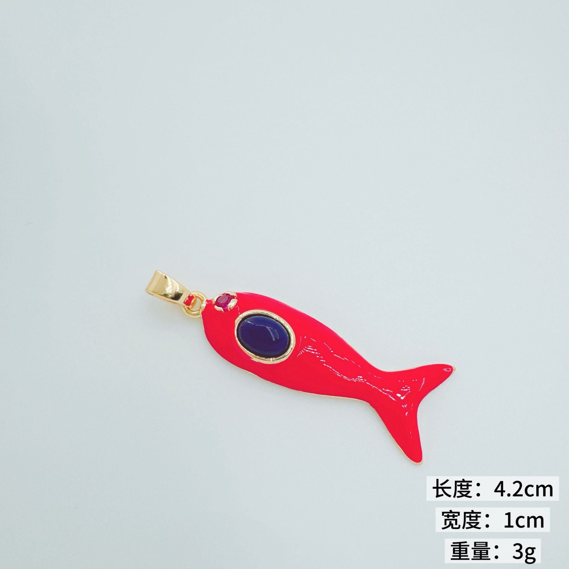 Wholesale Swimming Fish Pendant Necklace with Gemstone Inlay Copper Fashion Jewelry Accessory