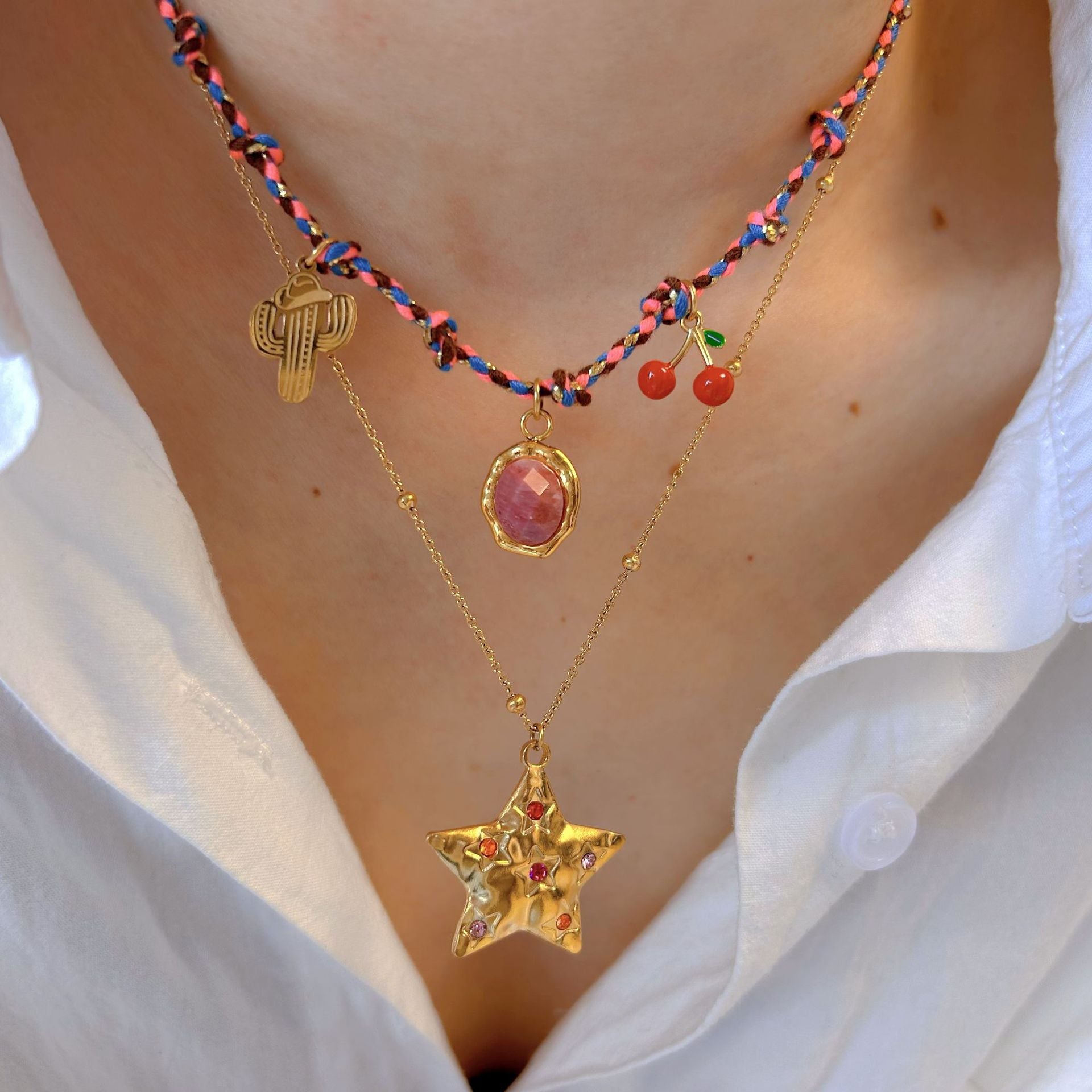 Wholesale Titanium Steel handmade color rope necklace