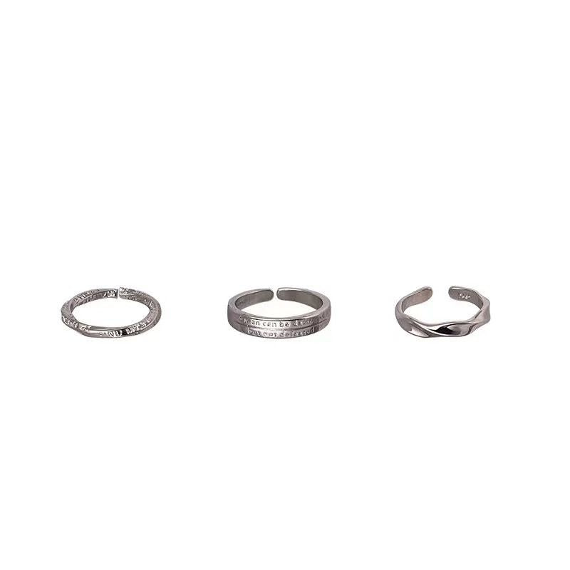 Wholesale Silver Color Ring Three-piece Set Simple Elegant All-match Finger Ring