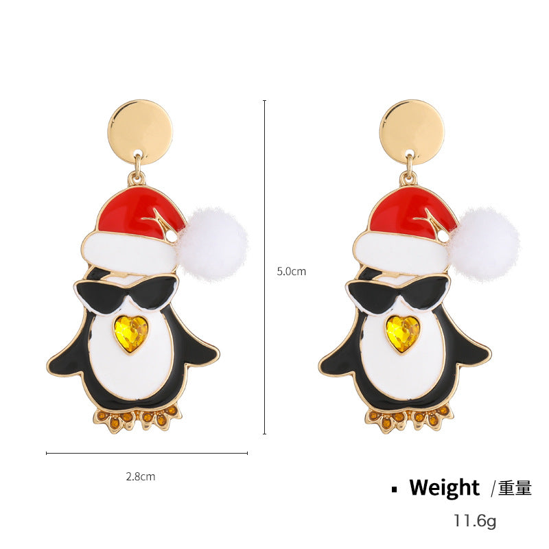 Wholesale Christmas Santa Claus Oil Drop Diamond Pendant Earrings Necklace Set ACC-NE-KJ006