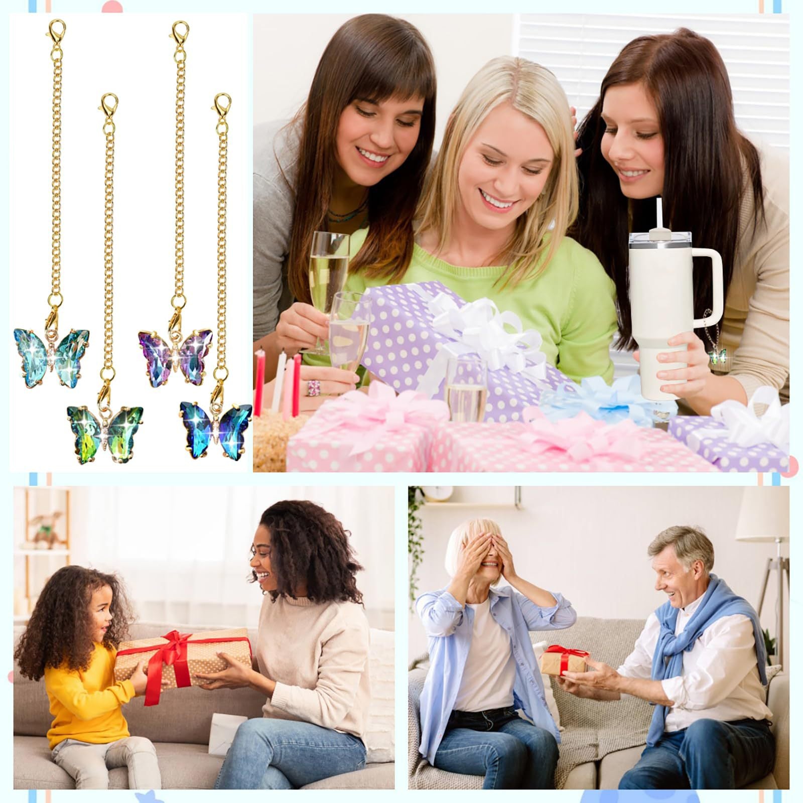 Wholesale Gradient Color Butterfly Chain 40oz Cup Pendant Cup Accessories ACC-CA-KeSheng001